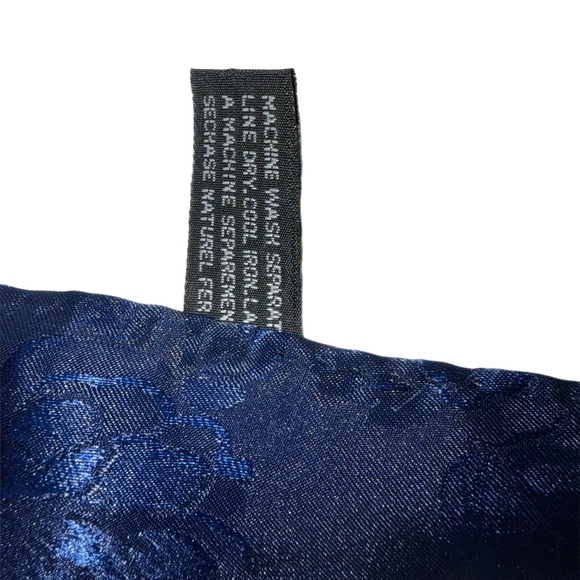 Vintage Floral Blue and Red Roses Square Scarf - Satin - 34” Square - Picture 5 of 5